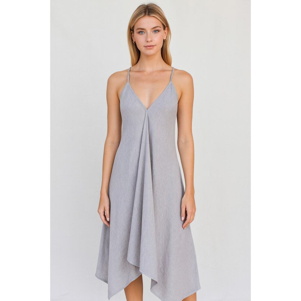 The Handloom Los Angeles Cotton Gray Asymmetric Strappy Dress size OS - Picture 1 of 6